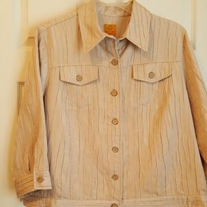 Ruby Rd. Lt. Tan/Cream 3/4 Sleeve Jacket